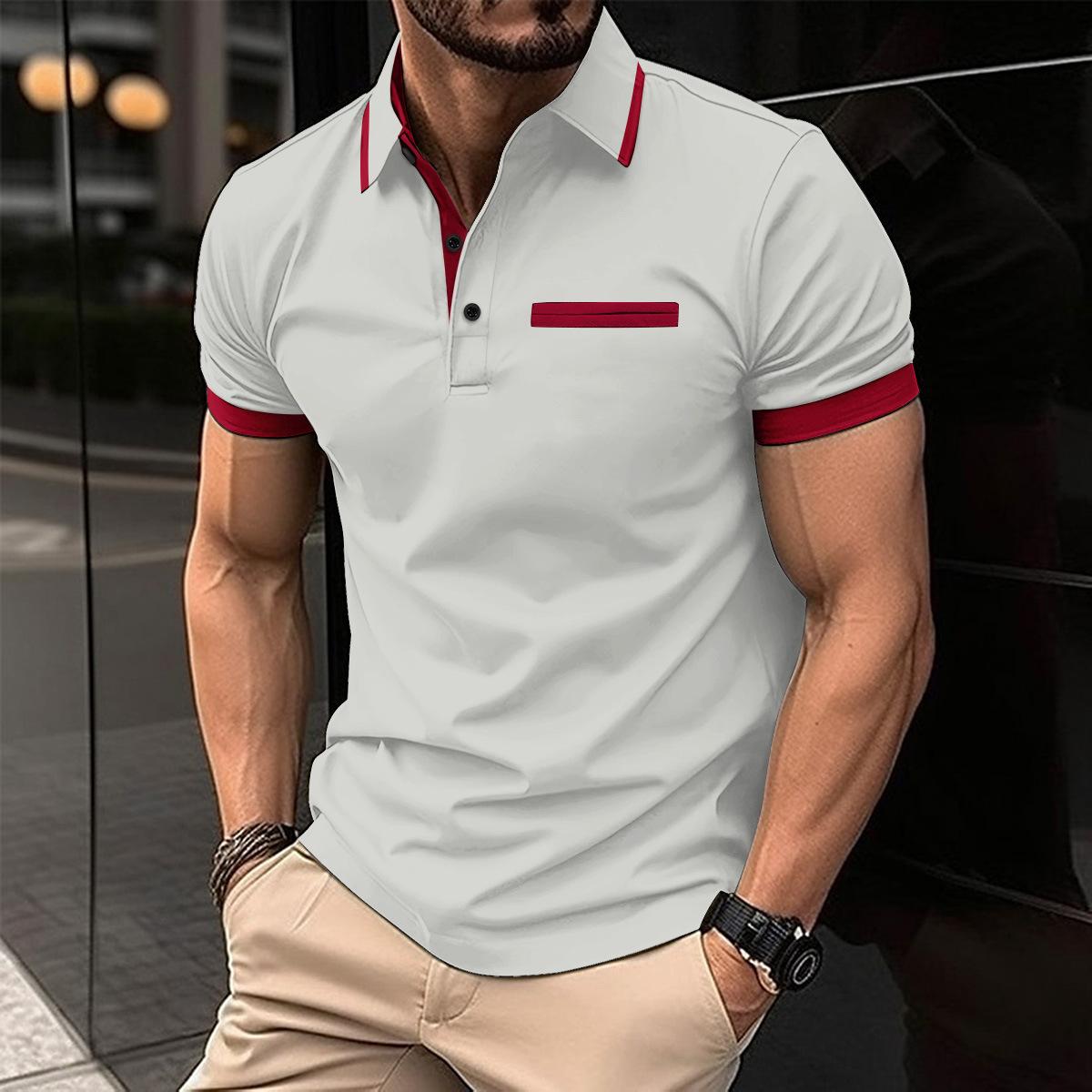 Fashion human Summer new men's short-sleeved lapel POLO shirt trend versatile casual T-shirt