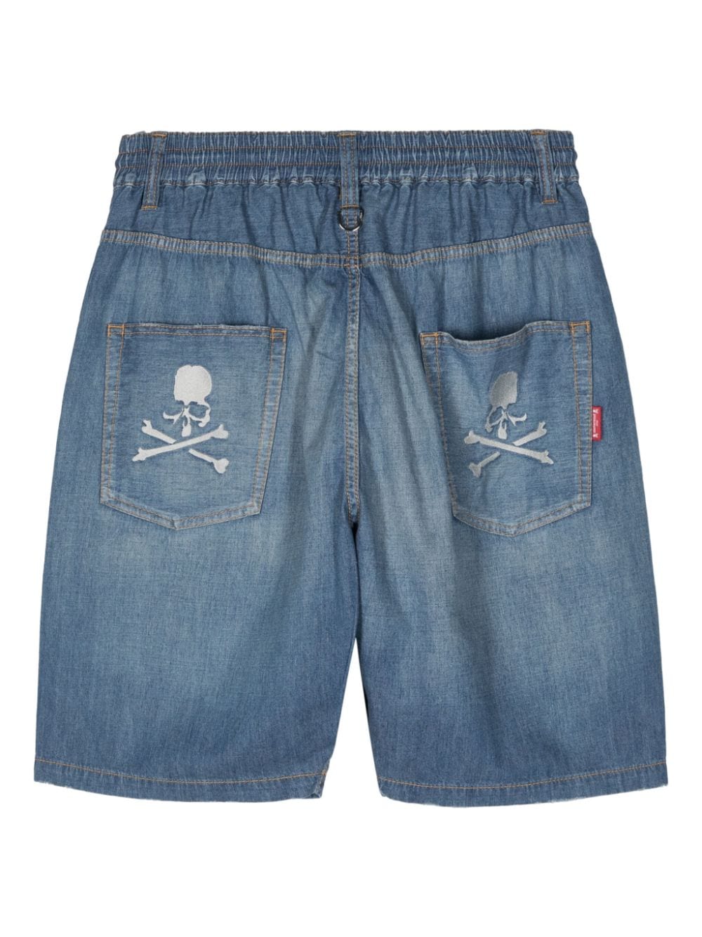 Mastermind Japan skull-embroidered denim shorts - Blauw