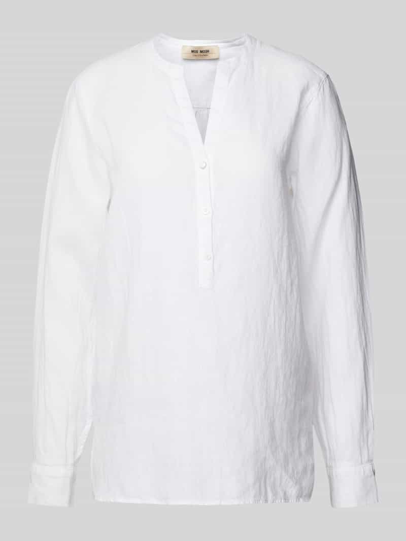 MOS MOSH Linnen blouse met tuniekkraag, model 'Danna'
