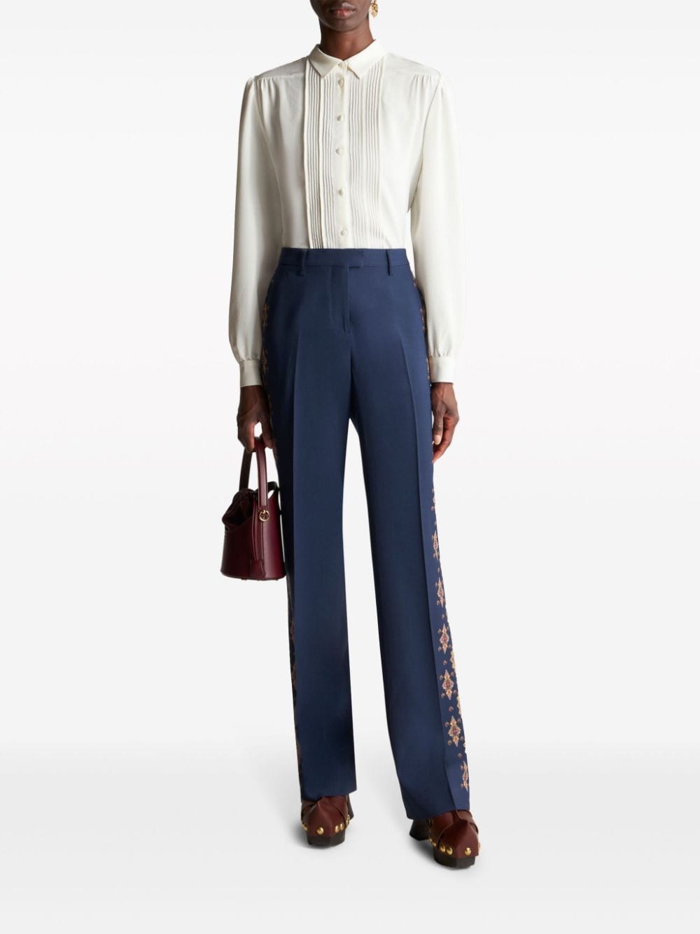 ETRO High waist pantalon met paisley-print - Blauw