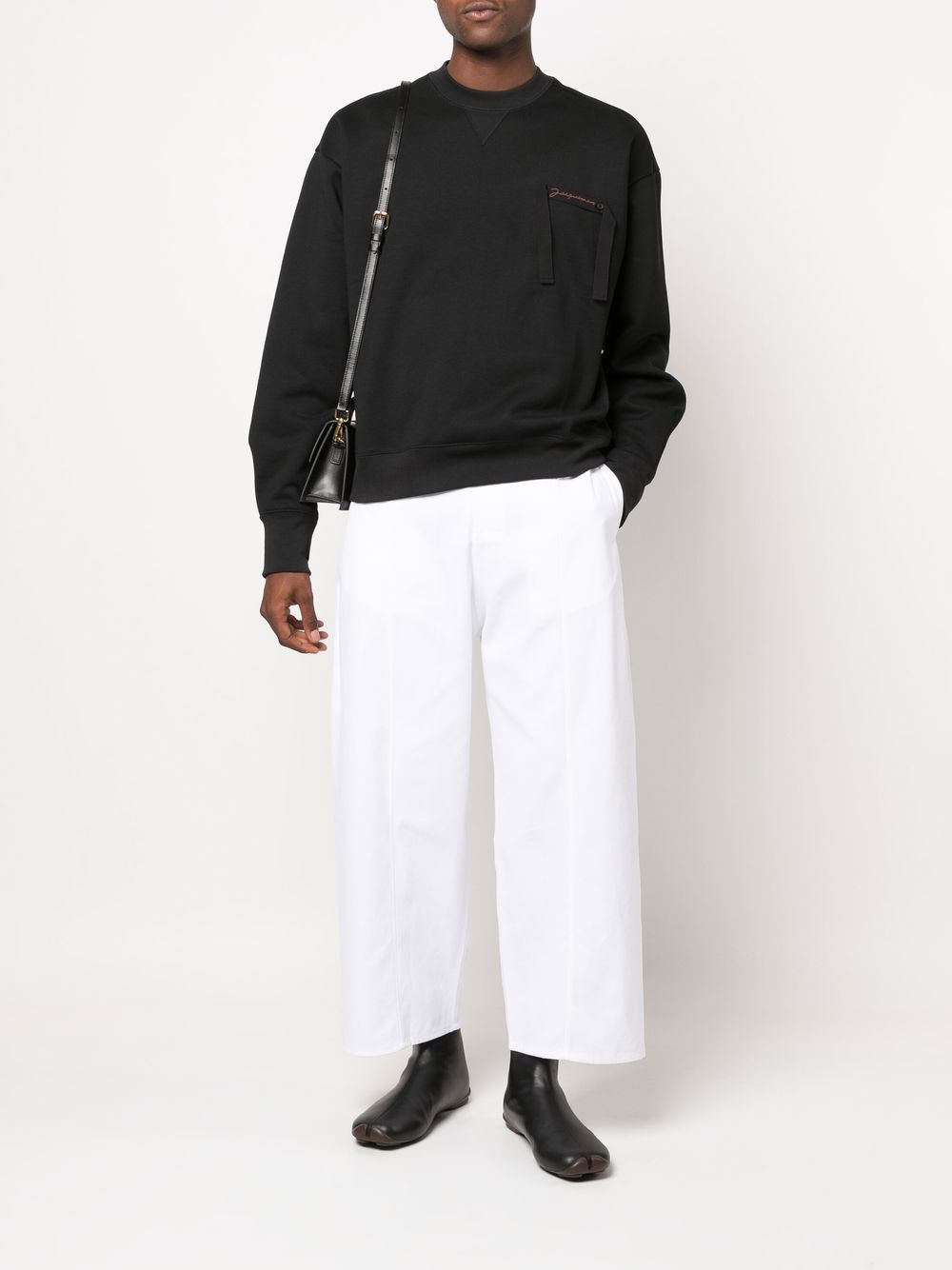 Jacquemus Le Sweatshirt Col Rond top met logo lint - Zwart