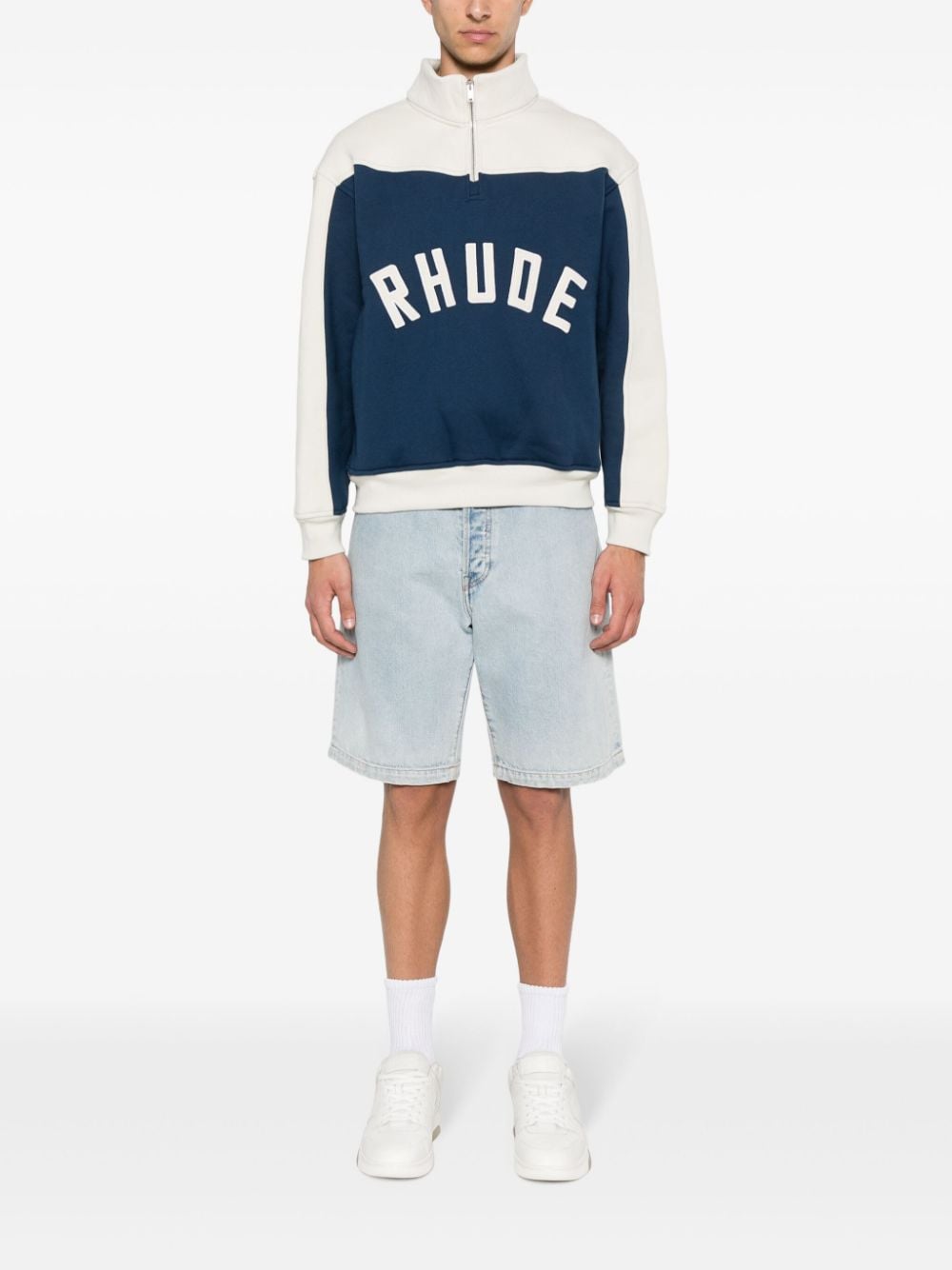 RHUDE Contrast Varsity cotton sweatshirt - Blauw