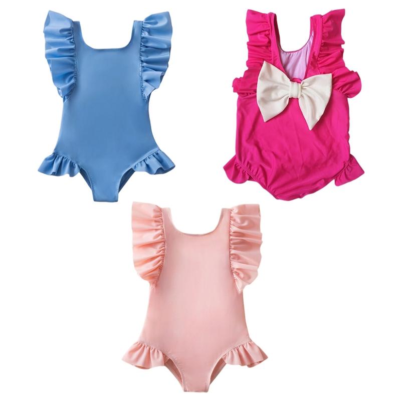 Sunnyway Summer Girls Swimsuit One Piece Swimsuit Bowknot Swimwear For Children Summer Bikini Bathing Suit 1-6 years