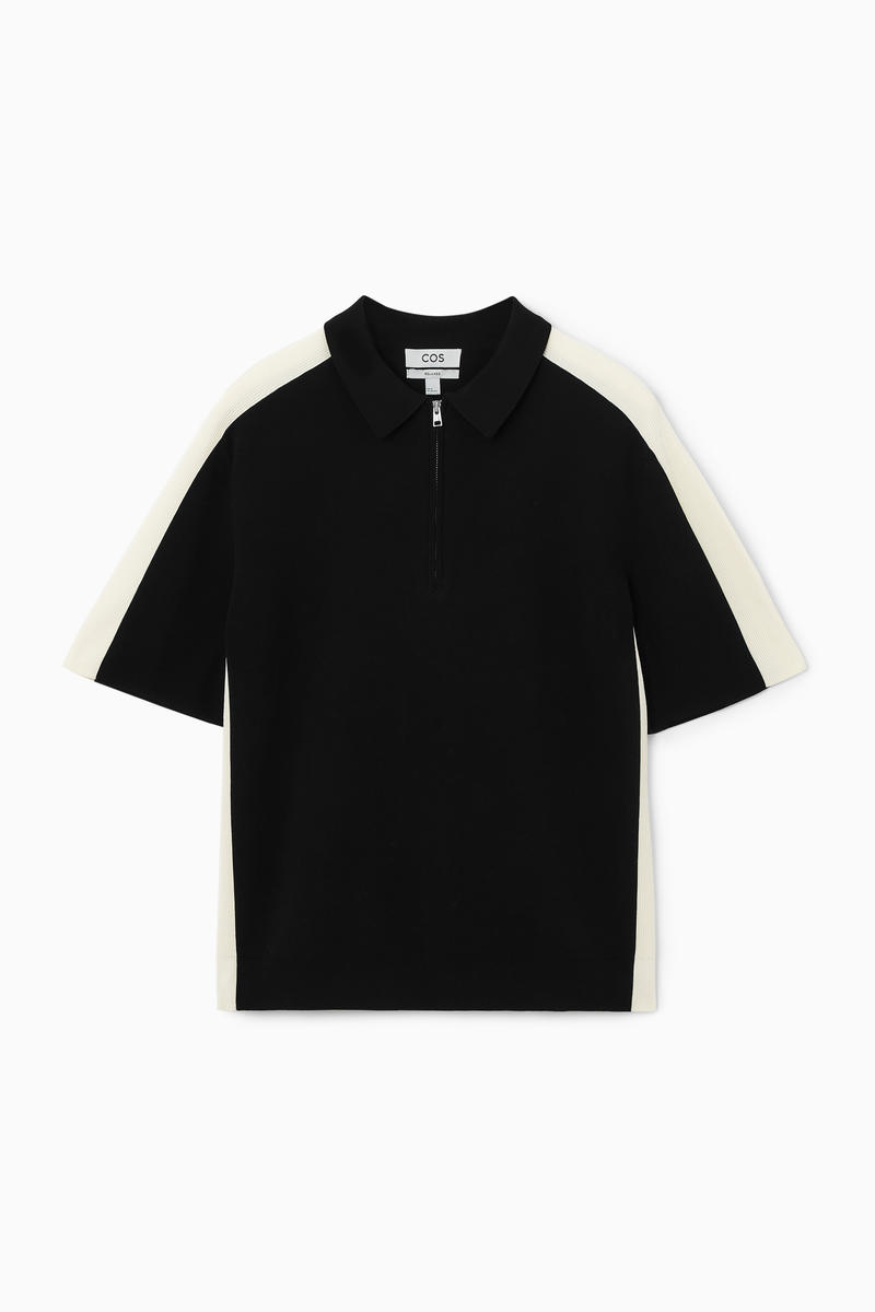 COS Colour-Block-Poloshirt Mit Kurzem Reissverschluss