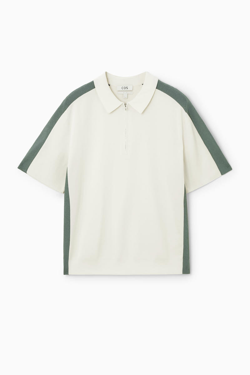 COS Colour-Block-Poloshirt Mit Kurzem Reissverschluss