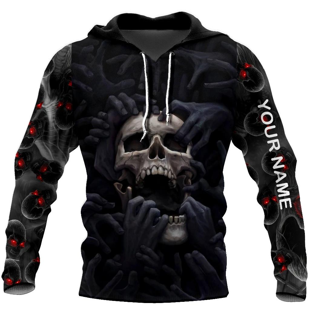 TIP723 Holloween Gothic Skull Print Five Finger Death Punch Hoodies Heren Punk Hip Hop Sweatshirt met capuchon Cool Streetwear Trui Herfst