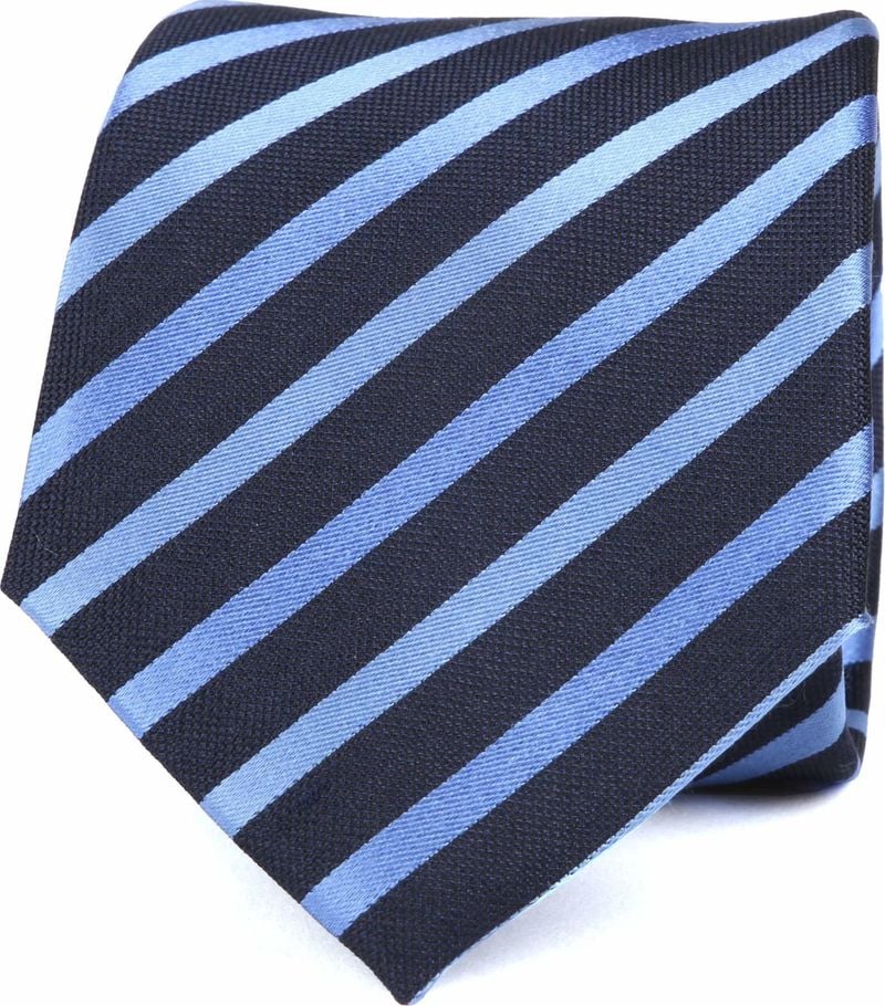 Suitable Krawatte Seide Blau Streifen K82-17 -