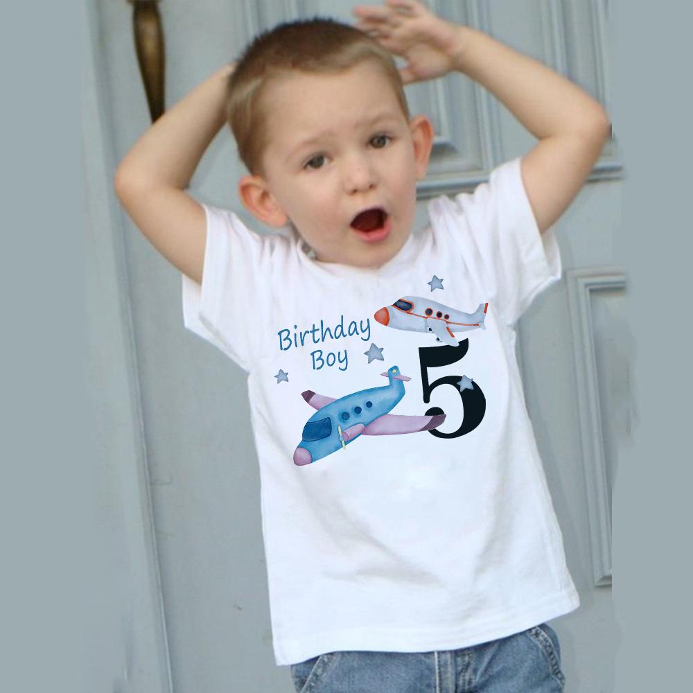 Happy going Gepersonaliseerde vliegtuig verjaardag T-shirt 1-12 jaar T-shirt jongens verjaardagsfeestje outfit kleding kindercadeau mode tops