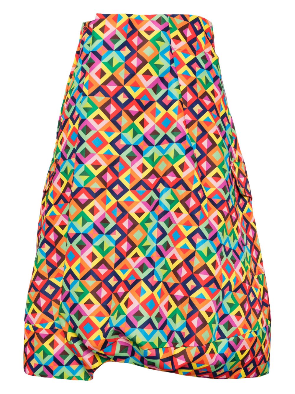 Comme Des Garçons geometric-print asymmetric skirt - Geel