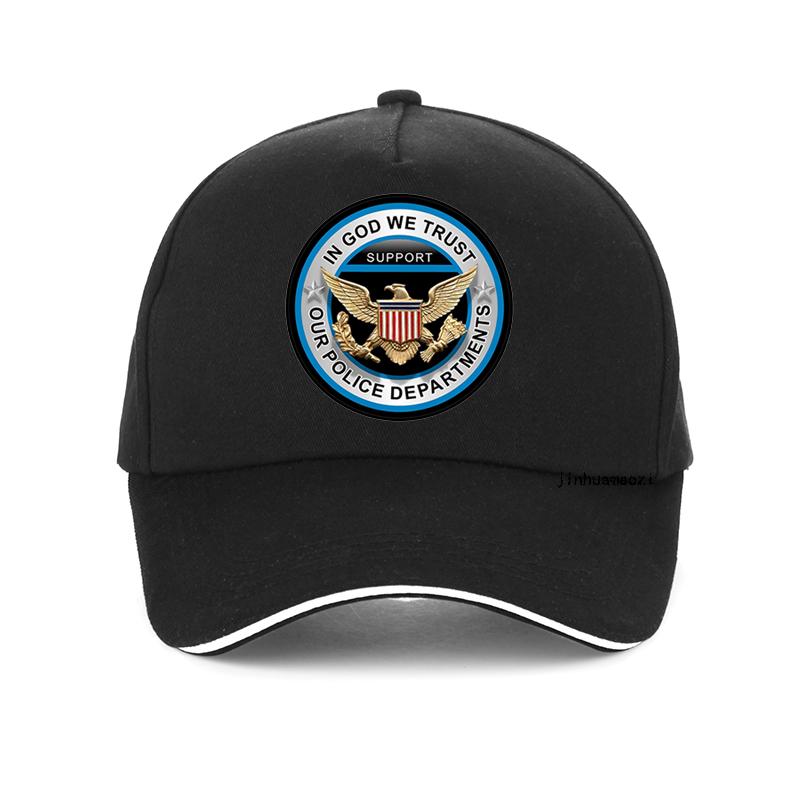 91440118MAC534JW32 In God vertrouwen we op de ondersteuning van onze politie VS Baseballcap mode VS adelaar Unisex hoed zomer verstelbare Snapback hoeden bot