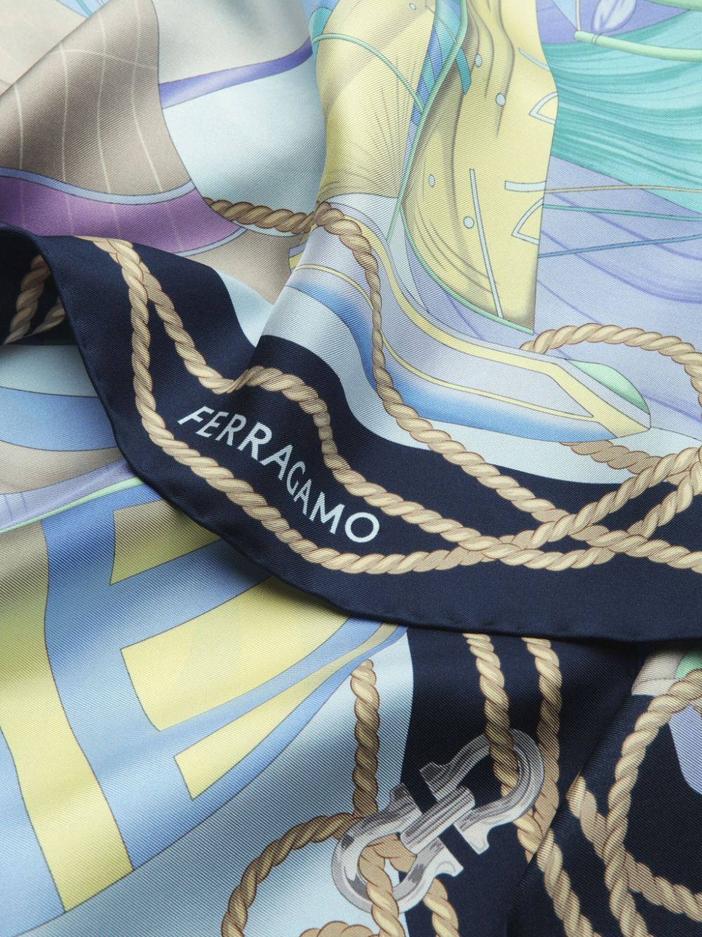 Ferragamo abstract-print silk scarf - Blauw