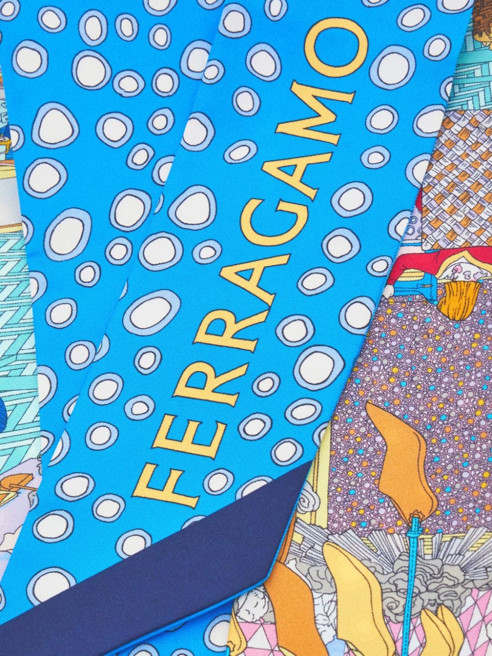Ferragamo Sjaal met logoprint - Blauw