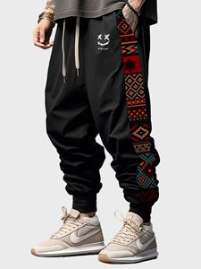 ChArmkpR Mens Smile Geometric Ethnic Pattern Drawstring Loose Pants