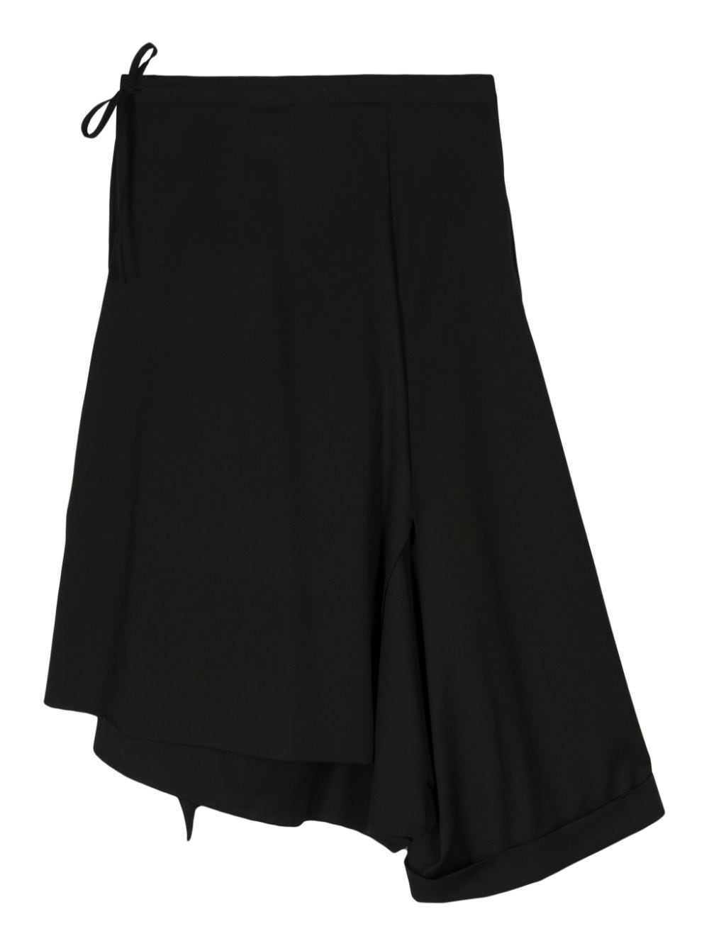 Yohji Yamamoto asymmetric wool midi skirt - Zwart