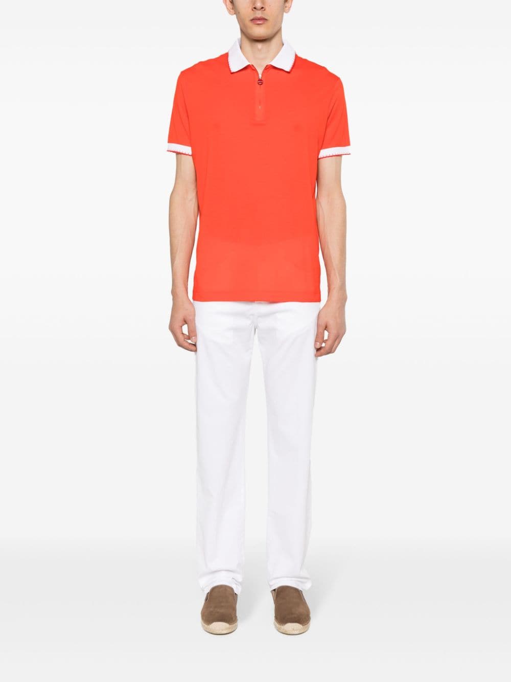Kiton piqué-weave polo shirt - Oranje