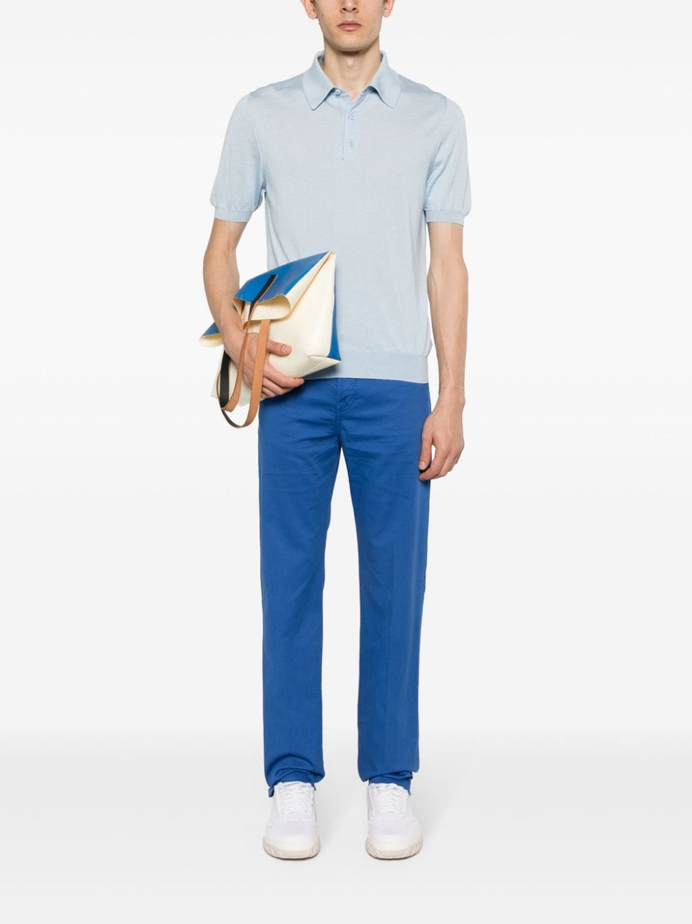 Kiton fine-knit polo shirt - Blauw