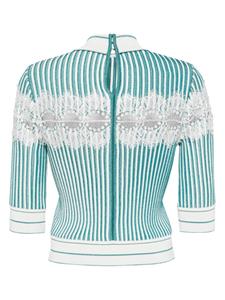 Elie Saab embroidered knit cropped topd - Blauw