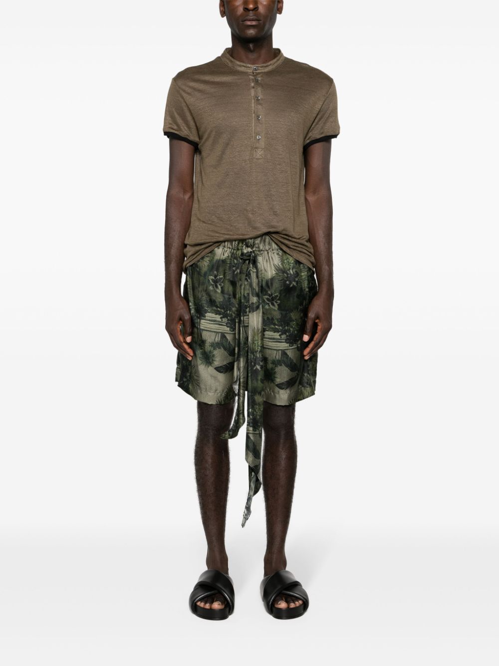 Roberto Cavalli Zijden shorts met print - Groen