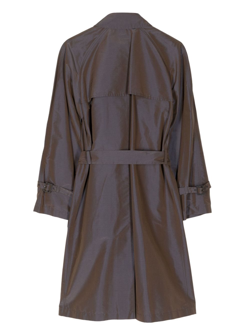Hermès Pre-Owned iridescent effect double-breasted trench coat - Grijs