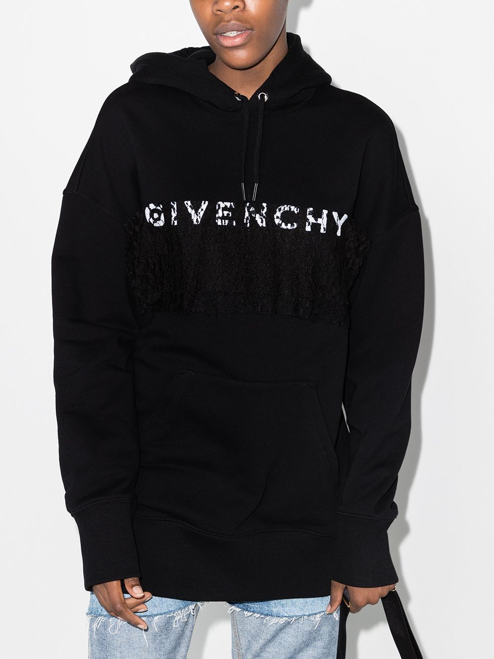 Givenchy Hoodie met kant - Zwart