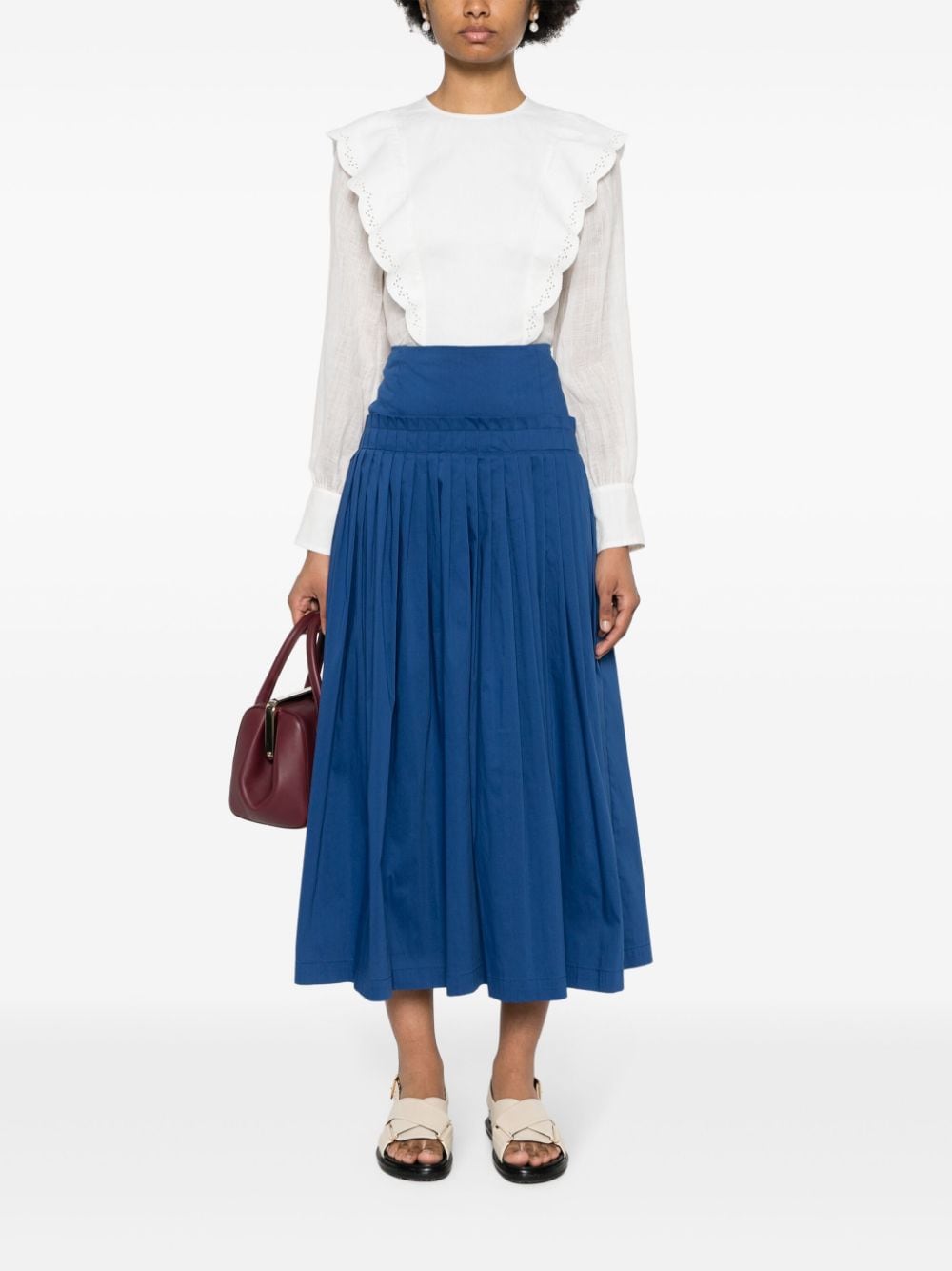Semicouture pleat-detail maxi skirt - Blauw