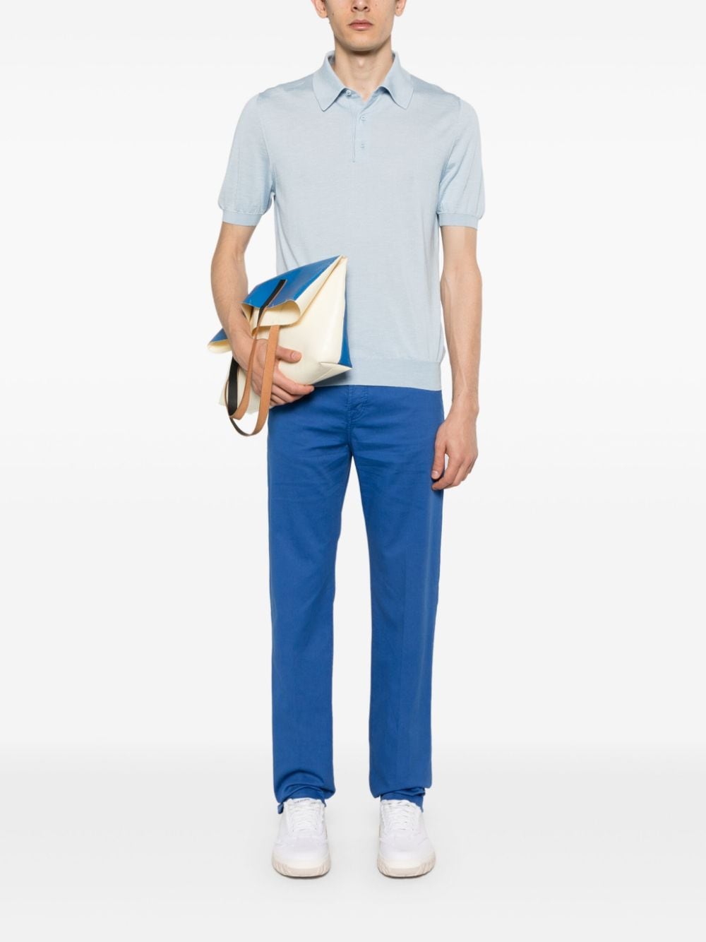 Kiton pressed-crease straight trousers - Blauw