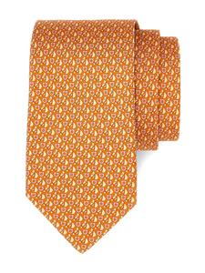 Ferragamo equestrian-print silk tie - Oranje