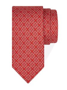 Ferragamo Gancini-print checked silk tie - Rood
