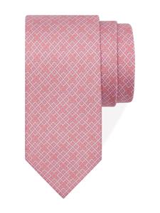 Ferragamo Gancini-print checked silk tie - PINK