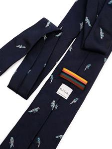 Paul Smith Parrot-pattern silk tie - Blauw