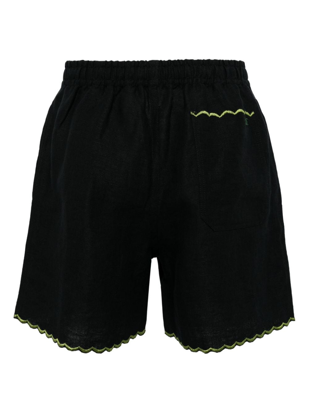 BODE embroidered-design linen shorts - Zwart
