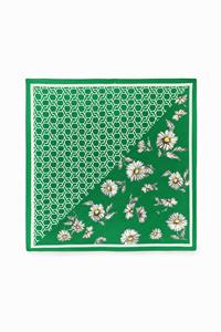 desigual Vierkante geplisseerde sjaal met madeliefjes - GREEN