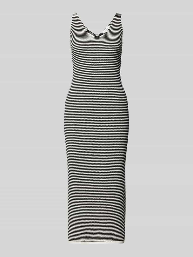 Comma Casual Identity Midi-jurk met streepmotief
