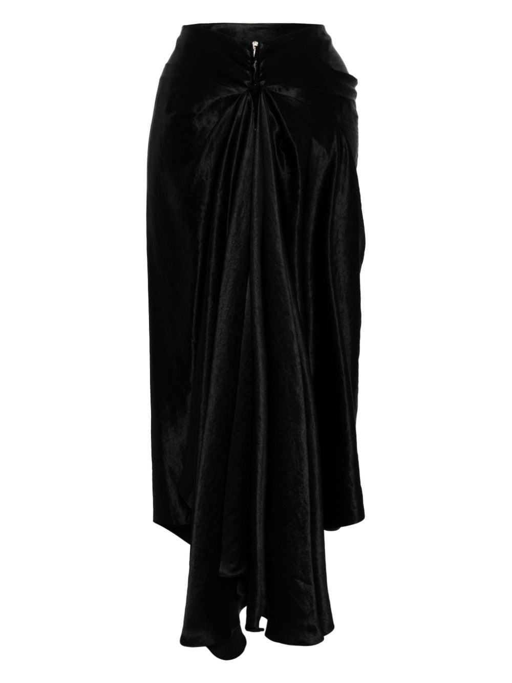 A.W.A.K.E. Mode high-waisted satin midi skirt - Zwart
