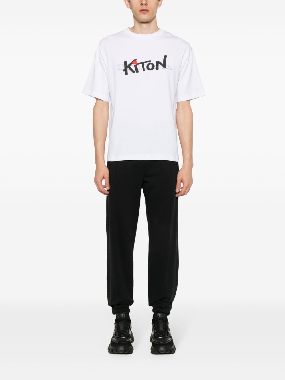 Kiton logo-print cotton T-shirt - Wit