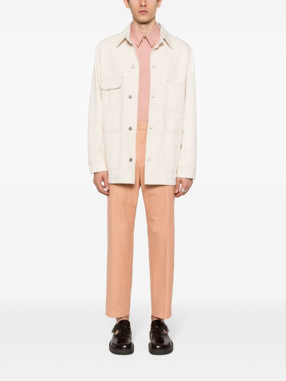 Jil Sander pressed-crease cotton trousers - Roze