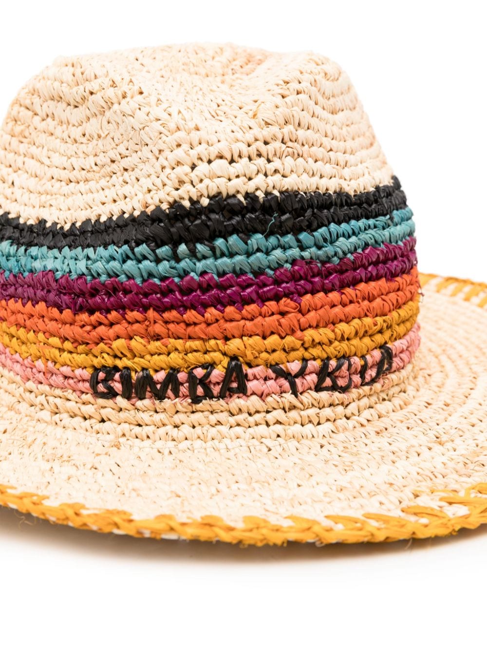Bimba y Lola logo-embroidered raffia sun hat - Beige