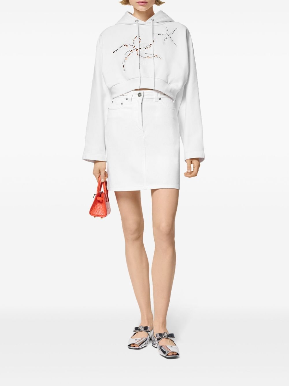 Versace Cropped hoodie met geperforeerd detail - Wit