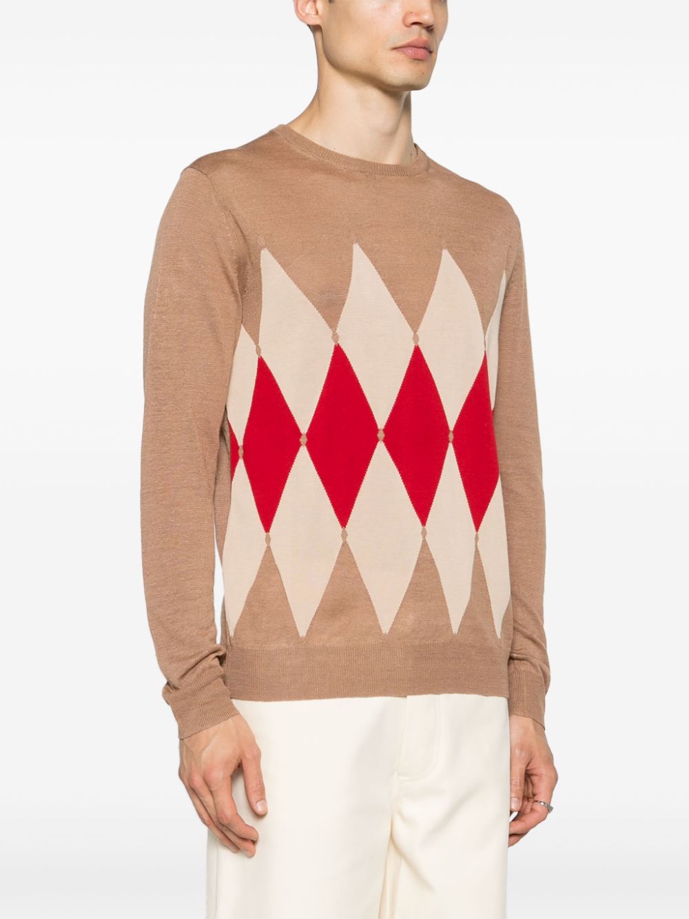 Ballantyne argyle-knit linen blend jumper - Beige