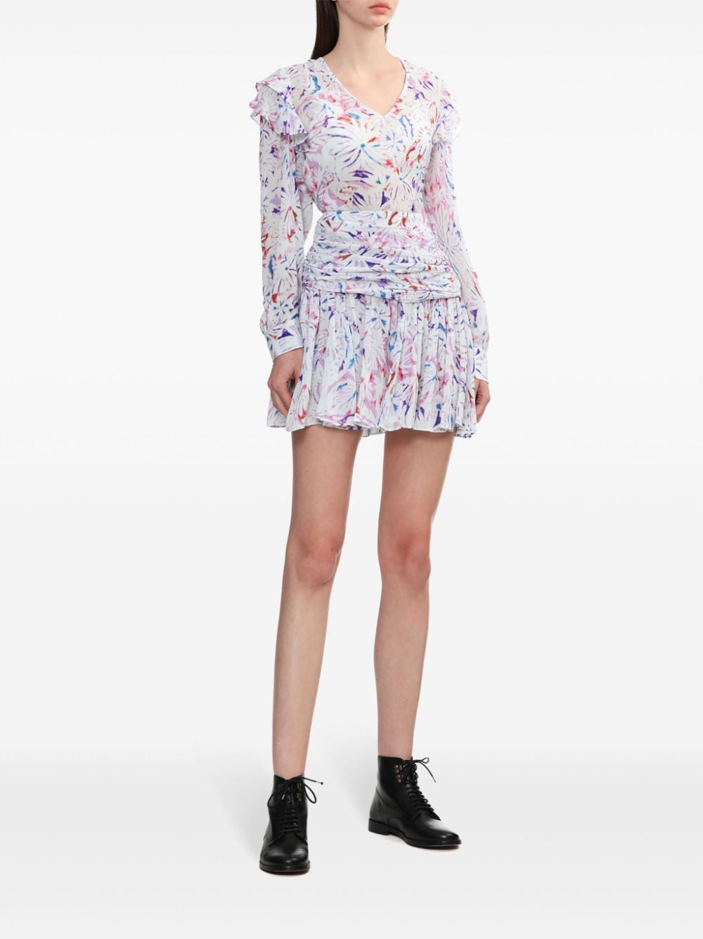 IRO floral-print draped mini skirt - Roze