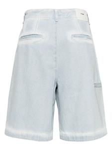 SOLID HOMME logo-patch cotton shorts - Blauw
