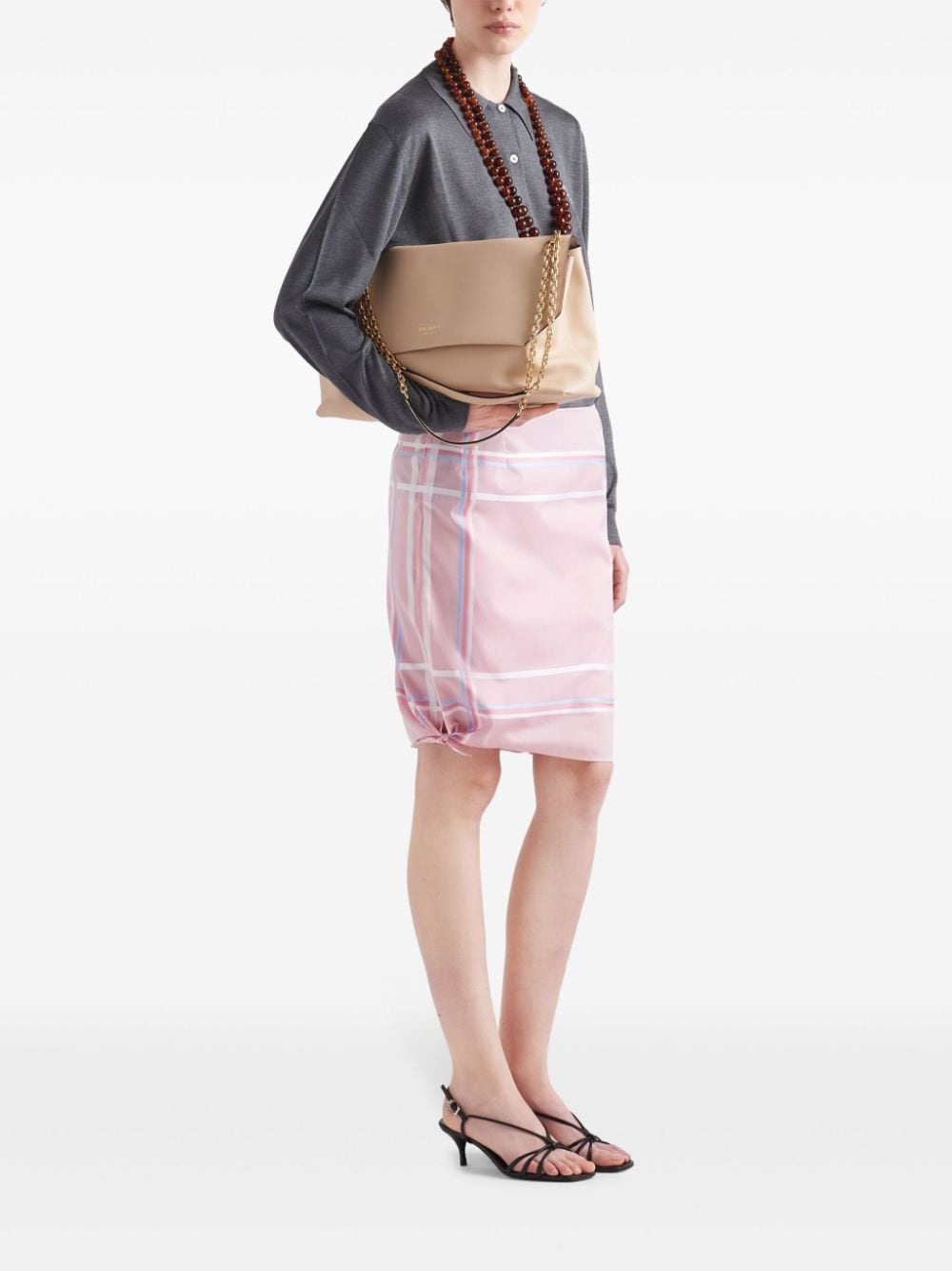 Prada checked cotton miniskirt - Roze