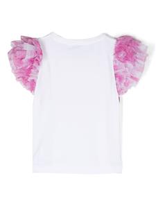 Monnalisa bow-detail ruffled T-shirt - Wit