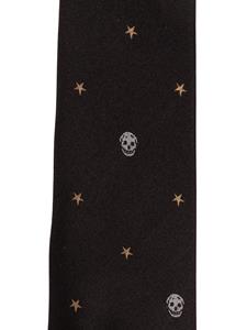 Alexander McQueen black skull-print silk tie - Zwart