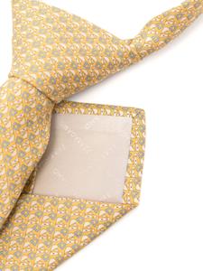 Ferragamo equestrian-print silk tie - Geel