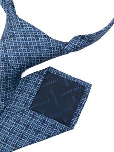Ferragamo check Gancini-print silk tie - Blauw