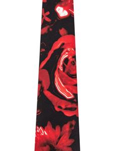 Alexander McQueen floral print silk tie - Rood