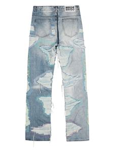 Who Decides War distressed straight-leg jeans - Blauw