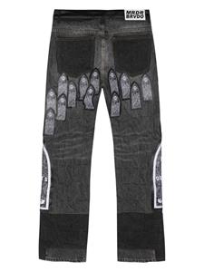 Who Decides War patchwork straight-leg jeans - Zwart