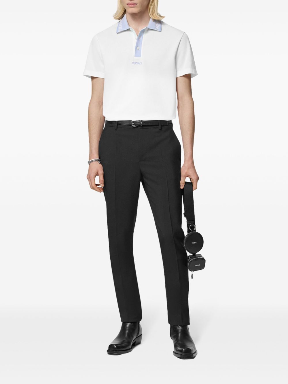 Versace Poloshirt met geborduurd logo - Wit